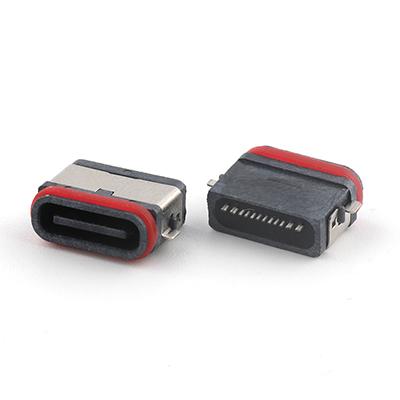 IP67 Waterproof USB Connector Mid Mount 1.6MM L7.45mm USB C Type 16P Female Connector