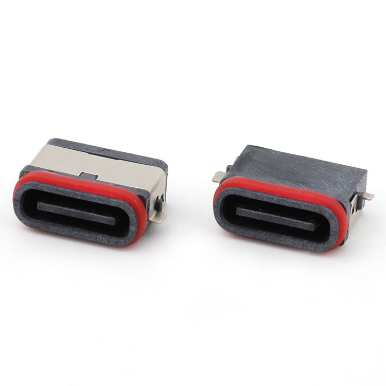 IP67 Waterproof USB Connector Mid Mount 1.6MM L7.45mm USB C Type 16P Female Connector