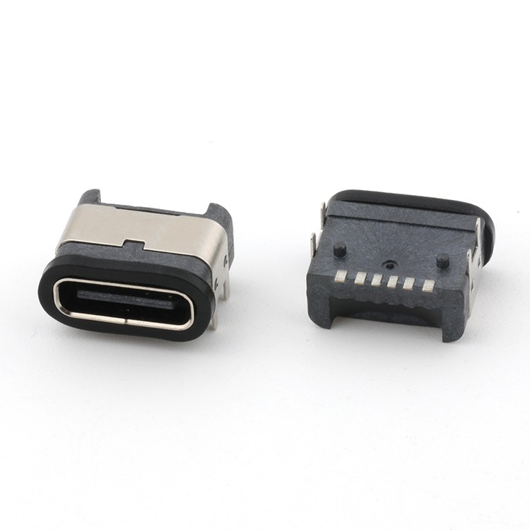 IPX7 6P USB C Connector Waterproof USB C Female Socket PCB Connector