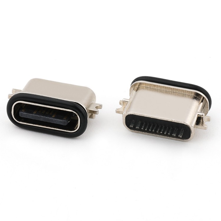 Mid Mount 1.2MM IP67 Waterproof USB Type C 16Pin Female Connector