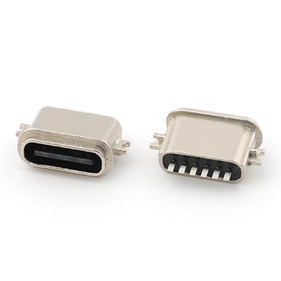 USB C Connector Mid Mount 1.6MM IP67 Waterproof USB C 6P Female PCB Connector